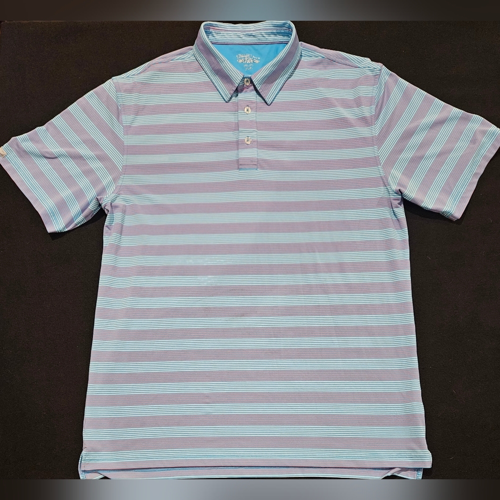 Straight Down Golf Polo Shirt Men’s XXL Purple And‎ Blue Stripes